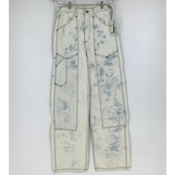 NEW! RE/DONE Sunbleach Super High Workwear $395 msrp Size 27 Jeans White I8-13 - Picture 2 of 10